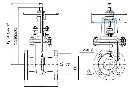 Схема стальная задвижка 30с41нж (ЗКЛ2-16) Ду50